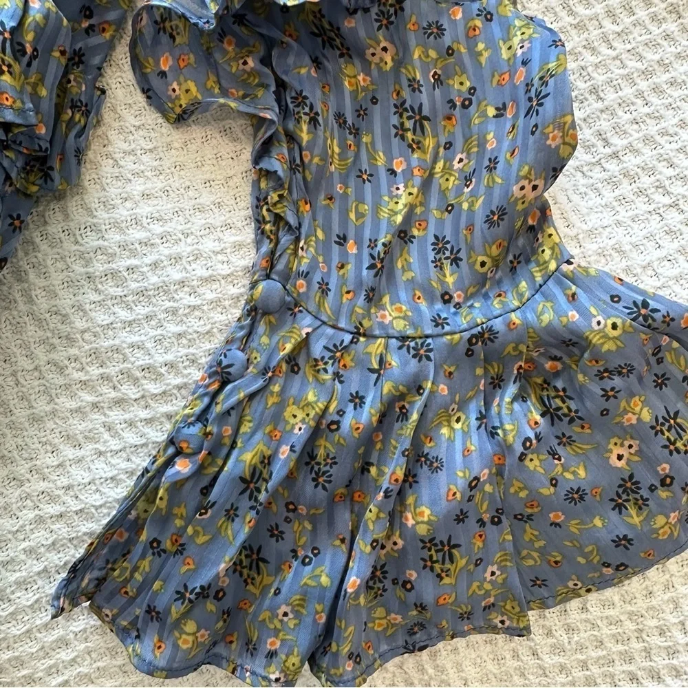 Free people Sweetest Thing Mini Dress in Midnight Cowboy size 0 long sleeve - Picture 8 of 11